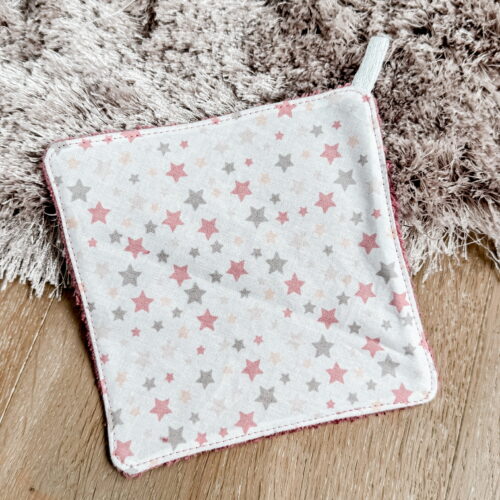 Waschtuch Sterne weiss grau altrosa