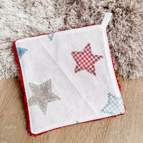 Waschtuch Sterne Blau weiss rot