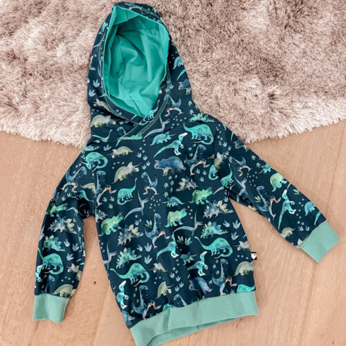 Hoodie Dino Aquarell Blau Türkis Gr. 92